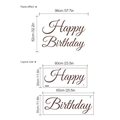 Adesivo murale Happy Birthday marrone scuro in carattere artistico per decorazioni - 30*60cm*1pcs+30*65cm*1pcs / Marrone
