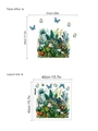 Adesivi murali con foglie tropicali, fiori e motivi di farfalle colorate vivaci - Cespuglio Floreale Tropicale (14Z44-D146)