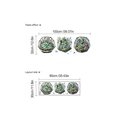 Self-adhesive green succulent wall stickers with geometric glass containers for cabinets - 30x90cm