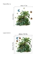 Tropical green leaves wall stickers with palm fronds and colorful butterflies layout - Jungle Foliage Set (14Z44-D150)