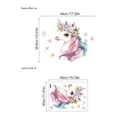 Adesivo murale unicorno acquerello con fiori e farfalle con dettagli sulle misure - Stile Unicorno E Ragazza (PB456) / 40cm x 30cm