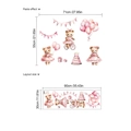 Wandsticker mit rosa Bären und Ballons im Aquarellstil für Kinderzimmer Deko - Bär Ballon Set Stil (PB322)