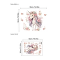 Adesivo murale unicorno autoadesivo con rose rosa e corno dorato per decorazione camera - Stile Unicorno Rosa Rosa (PB458) / 40cm x 30cm