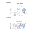 Cartoon unicorn and hot air balloon wall stickers in soft pink and blue tones - Unicorn Hot Air Balloon Airplane Style (YD280-30X60)