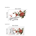 Adesivo murale con rose rosse, scritte Valentine's Day e dimensioni del layout - Stile Rosa Cuore Valentine's Day (HA022)