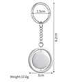 Dettaglio del portachiavi rotante in metallo argento con misure precise in centimetri - Forma Tonda (YSQ019-yuan)