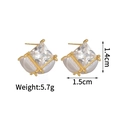 Quadratische Ohrstecker aus 18K vergoldetem Edelstahl mit Zirkonia und Perlmuttbesatz - Geometrischer Zuckerwürfel-Stil (S-E1040)