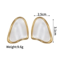 Detailed size specifications of asymmetric shell earrings with dimensions and weight info - Irregular Geometric Style (E1097 Gold)