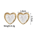Detailed view of vintage gold heart earrings with white embossed angel portrait and size specs - Heart Shape (Gold E1098) / Gold