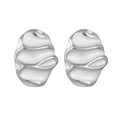 Minimalist silver oval stud earrings with irregular wave patterns and white enamel - Oval Wavy Style (E1099 Steel Color) / Steel