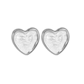 Minimalist silver heart stud earrings with white textured enamel inlay for women - Heart Style (E1098 Steel Color) / Steel