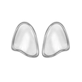Irregular silver drop-shaped stud earrings with brushed matte texture and polished edges - Irregular Geometric Style (Steel Color, E1097)