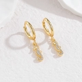 Elegant gold-plated seahorse hoop earrings with sparkling white cubic zirconia pavé - Seahorse
