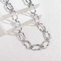 Collier chaîne épaisse en acier inoxydable argenté avec maillons martelés texturés - Style B-Couleur Acier (Collier)