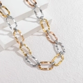 Collier à grosse chaîne tricolore or argent et or rose avec textures ondulées - Style B-Bicolore (Collier)