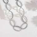 Collier à maillons argentés géométriques avec anneaux ovales martelés pour femmes - Style A-Couleur Acier (Collier)