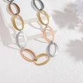 Collier géométrique à maillons ovales en or 18k bicolore avec finition texturée martelée - Style A-Bicolore (Collier)