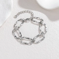 Bracelet minimaliste en acier inoxydable argenté avec de gros maillons géométriques - Style B-Couleur Acier (Bracelet)