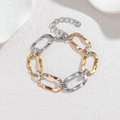 Bracelet à maillons épais en acier inoxydable tricolore or, argent et or rose poli - Style B-Bicolore (Bracelet)