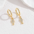 Exquisite 18k gold plated stainless steel turtle hoop earrings with micro-set zircons - Fish