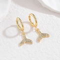 Exquisite 18k vergoldete Fischschwanz-Ohrringe mit weißen Zirkonia-Mikroeinlagen - Meerjungfrauenrock