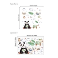 Panda and turtle wall stickers with clouds and airplanes for kids room decor - Panda & Plane Style (ZC238)