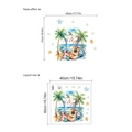 Aquarel strand muurstickers met gitaar en palmbomen, lay-out en effect weergave - Aquarel Gitaar Tropisch Strandthema (ZB284)