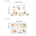Vinilos decorativos infantiles de animales con elefante y león, decoración de pared 105x68cm - YD478 (2 Hojas) / Marrón Amarillento