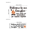 Wandtattoo mit Lagerfeuer-Thema, orangefarbene Grafik und schwarzer Schriftzug Deko - Lagerfeuer Willkommensspruch (PB359) / 30x90cm