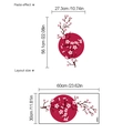Pink cherry blossom wall sticker with red sun, layout size 60x30cm and paste effect - 30x60cm / Pink