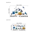Cartoon Berge und Wald Wandaufkleber für Camping-Thema mit Größenangaben in cm - Happy Camper (PB361) / 30x60cm