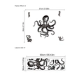 Octopus muursticker layout voor woonkamer 81x69cm in vintage schetsstijl - Platte Kunststijl / Zwart
