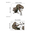 3D realistic T-Rex dinosaur wall sticker with paste effect and layout size dimensions - 3D Dinosaur Breaking Wall Style (YD485) / Brown