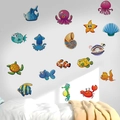 Bunte Wandtattoo Meerestiere mit Krake Qualle und Schildkröte für Kinderzimmer - Ozeantier-Set