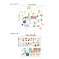 Cartoon reading wall stickers with planets and spaceships for kids room decor 87x81cm - 30x60cm (2 Sheets) / Colorful