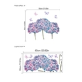 Adesivi murali con ortensie viola e farfalle, design acquerello per decorazione - 30*60cm / Viola