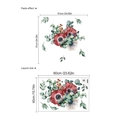 Adesivi murali fiori di papavero acquerello con foglie di eucalipto per bagno e pareti - 40x60cm / Rosso
