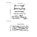 Inspirierende englische Zitate Wandtattoo Set mit Layout und Display Abmessungen - 30*90cm*1 Blatt / Schwarz
