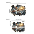 3D outer space wall sticker showing planet breakout paste effect and layout dimensions - 40*90cm*2 Sheets / Blue