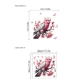 Adesivo per WC in PVC autoadesivo con cacatua rosa e fiori di ciliegio per il bagno - 30x30cm / Rosa