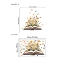 Adesivo murale con libro ad acquerello e fiori gialli con farfalle e dimensioni del layout - Foglio Singolo 40x60cm (Senza Borsa) / Marrone