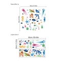 Stickers muraux animaux marins avec dauphins et méduses montrant les dimensions de pose - ZC607 / 30*90cm * 2 Feuilles / Bleu