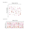 Pink peony and rose wall decal showing both original sheet size and wall application layout - SC138 Style (30*80CM)