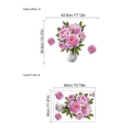 Wandtattoo rosa Pfingstrosen Blumenvase für Wohnzimmer Schlafzimmer, selbstklebendes PVC Wandbild - Rosa Blumenvasen-Stil (PB356)
