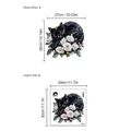Sticker mural chat noir et roses avec dimensions détaillées et guide de mise en page - 30cm x 30cm / Chat Noir et Rose (SC119)