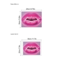 Pink neon lip wall sticker dimensions showing paste effect and layout size for home decor - Pink Lips Neon Effect Style (PC523)