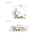 Rosa Rosen- und Rankenwandtattoo mit Schmetterlingen für Wohn- und Schlafzimmerdeko - 30*90cm/1 Blatt