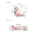 Pink rose vine and butterfly wall sticker mural for bedroom with watercolor floral design - ZB575 (30x90cm)