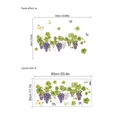 Self-adhesive PVC wall stickers with purple grapes, green leaves and colorful butterflies - 30x60cm (1 Sheet)