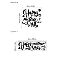 Adesivo murale Happy Mother's Day con cuori, dimensioni di applicazione e layout inclusi - 30x90cm